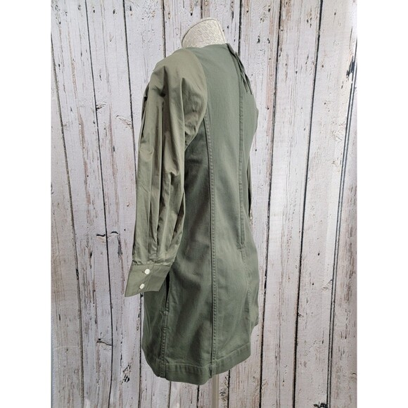 CLD Women's Size 10 Something Navy Army Green Arielle Pearl Button Dress Aline - Picture 9 of 15